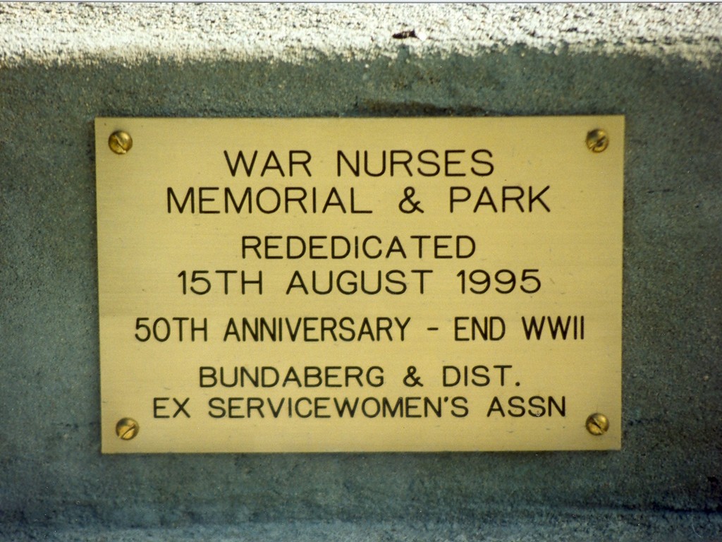 Bundaberg War Nurses Memorial Plaque