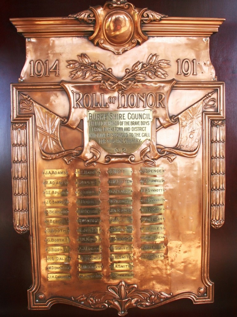 Burke Shire Council WWI Honour Board - 2009