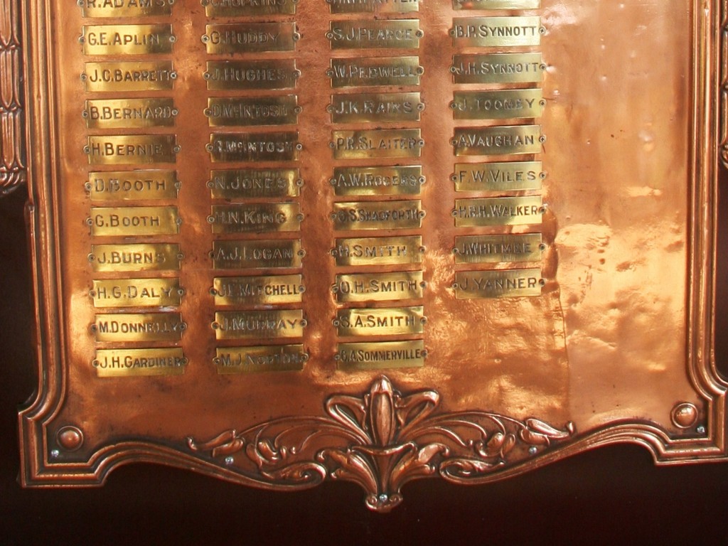 Burke Shire Council WWI Honour Board - lower names detail