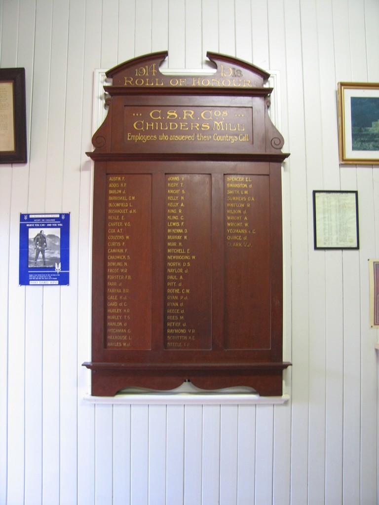 C.S.R. Co's Childers Mill Roll of Honour