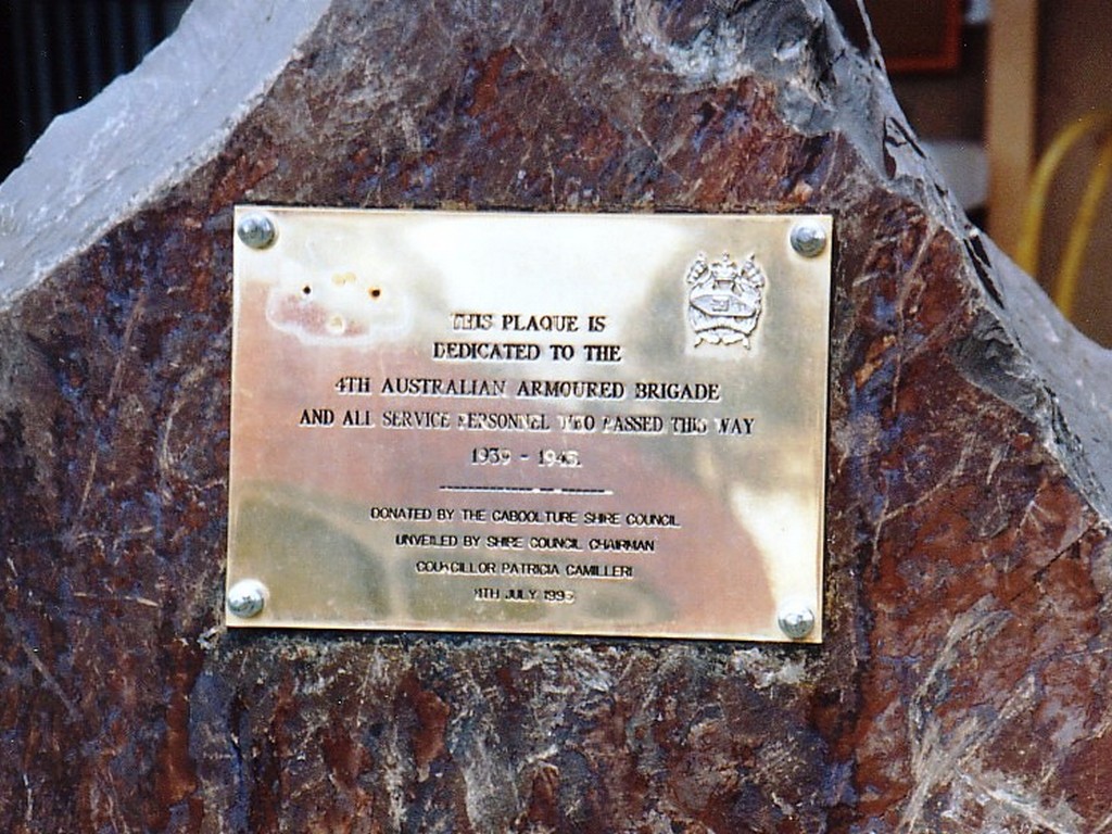 Caboolture 4th Australian Armoured Brigade Memorial - Plaque