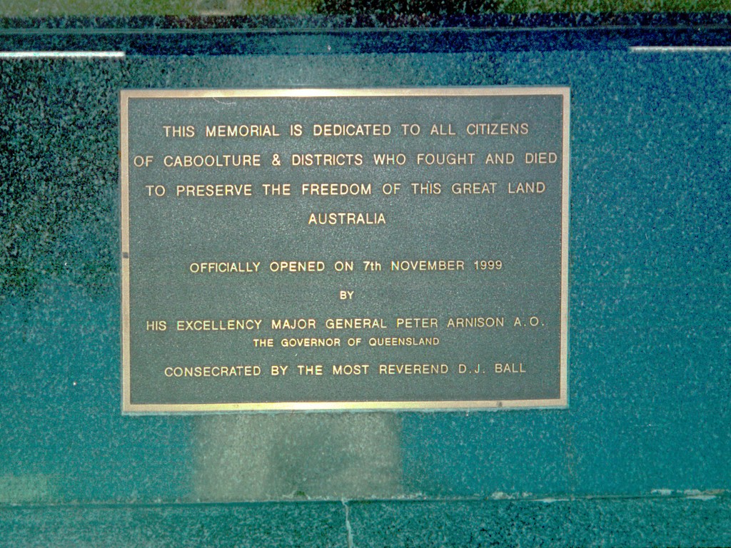 Caboolture Peacemakers Memorial Obelisk - Plaque