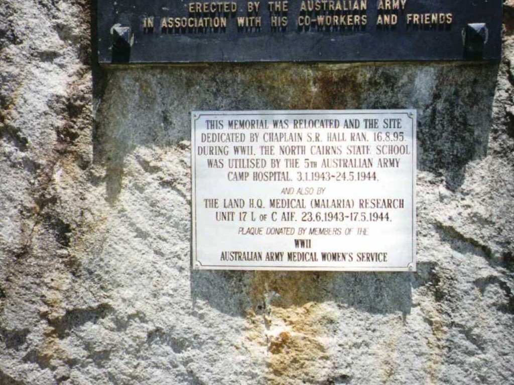 Cairns Australian Army Medical Corps Memorial - plaque