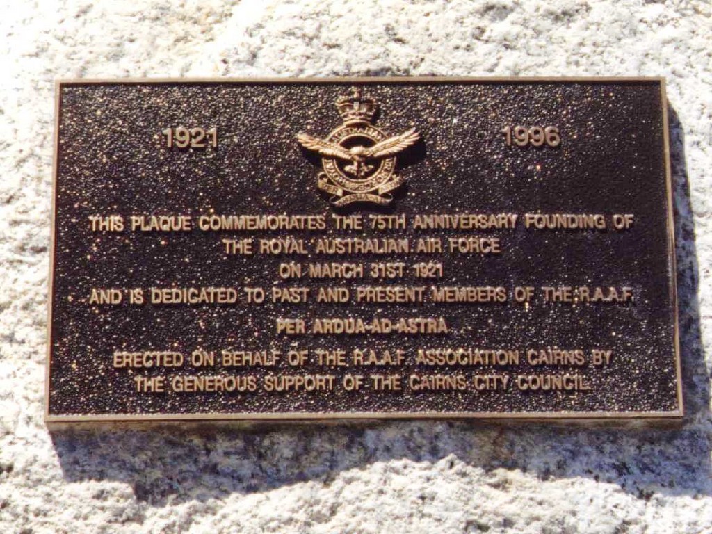 Cairns RAAF Memorial - plaque
