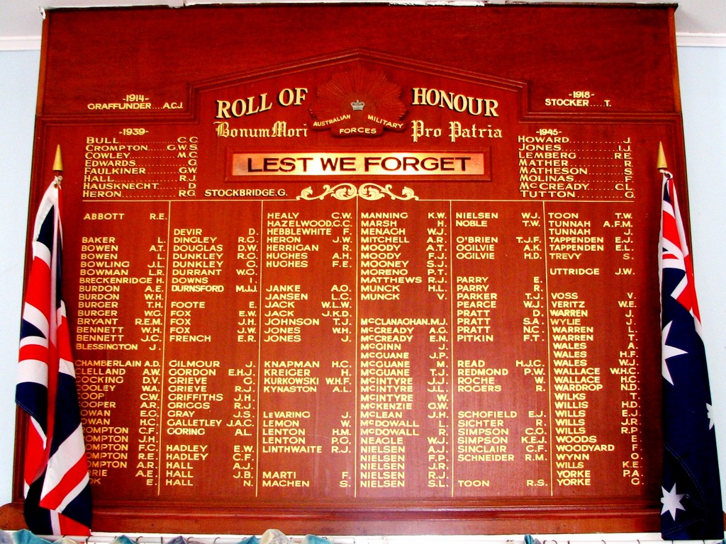 Calen Memorial Hall Honour Board