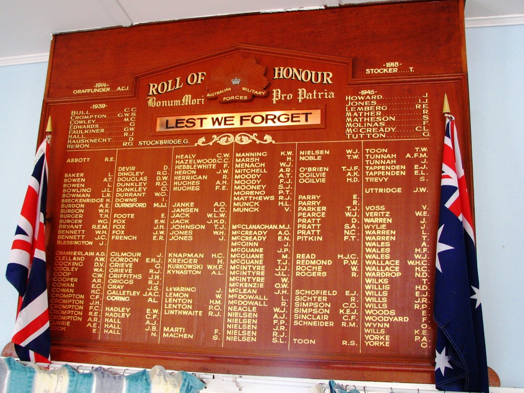 Calen Memorial Hall Honour Board