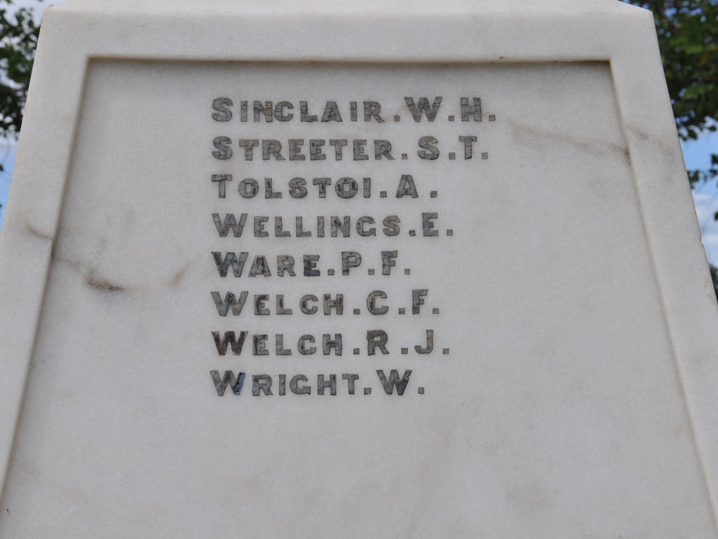 Back of memorial - World War I - 8 names