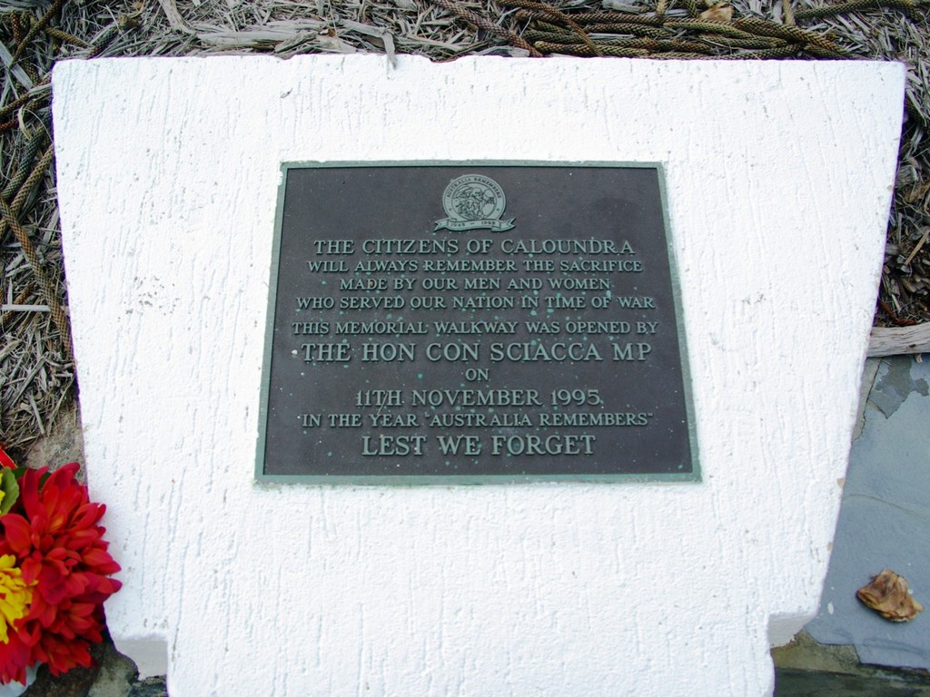 Caloundra Memorial Walkway - Dedication plaque
