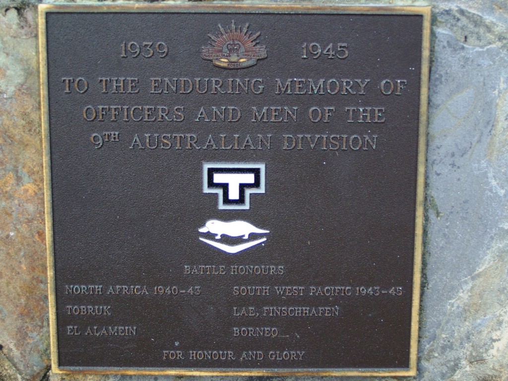 Caloundra Memorial Walkway - 9th Australian Division memorial plaque