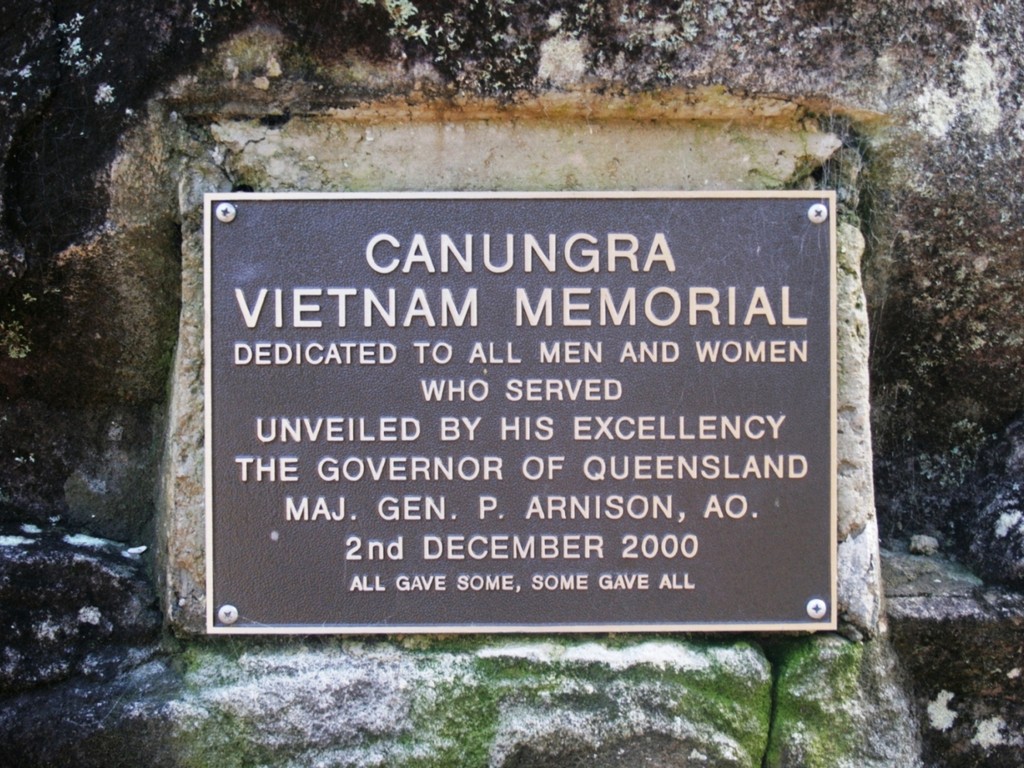 Canungra Vietnam Memorial - main memorial stone plaque