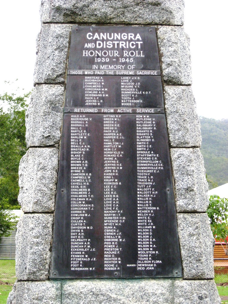Canungra War Memorial - panel detail