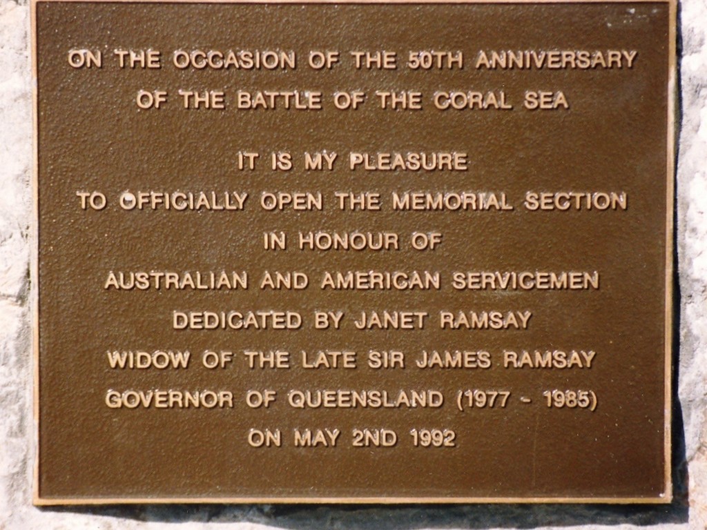 Cardwell Battle of the Coral Sea Memorial Plaque - Boulder