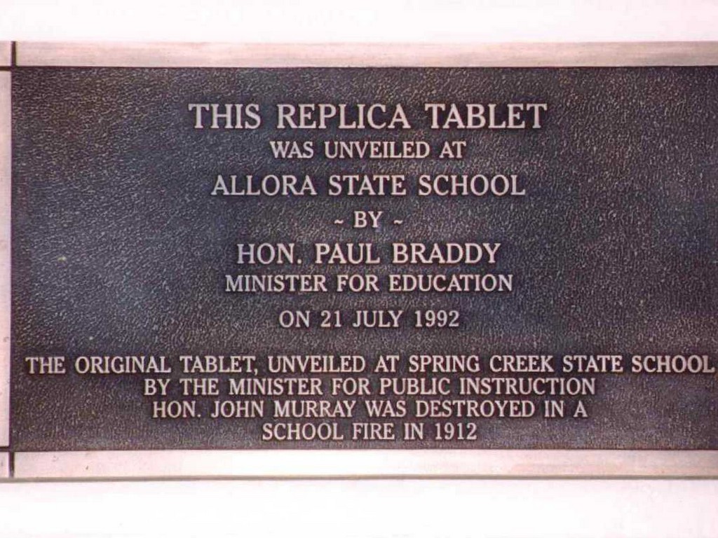 Caskey Memorial Tablet (Allora) - dedication plaque