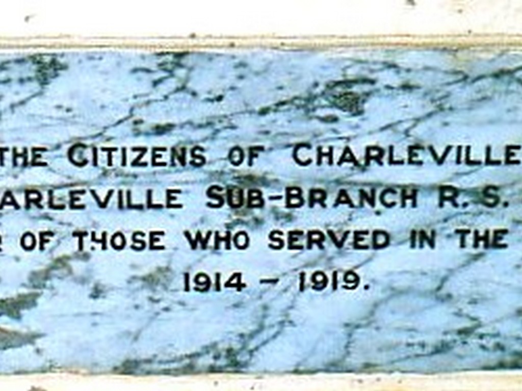 Charleville War Memorial - Dedication Plaque