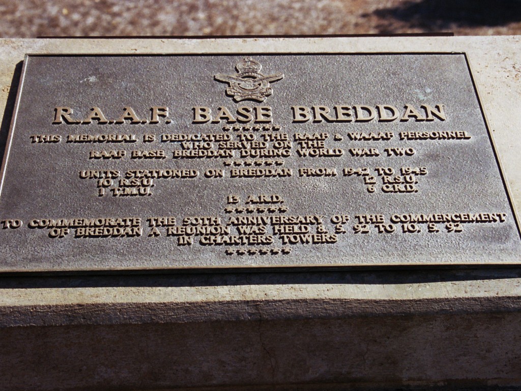 Charters Towers RSL Breddan Memorial - plaque