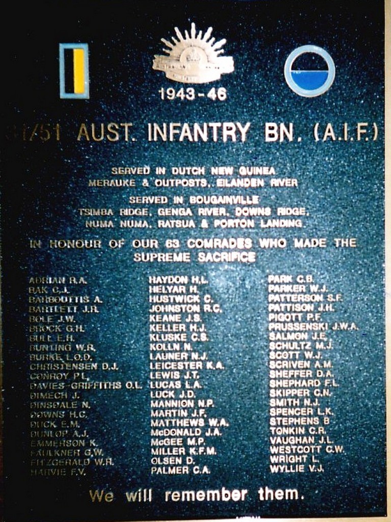 31/51 Australian Infantry Battalion Honour Roll