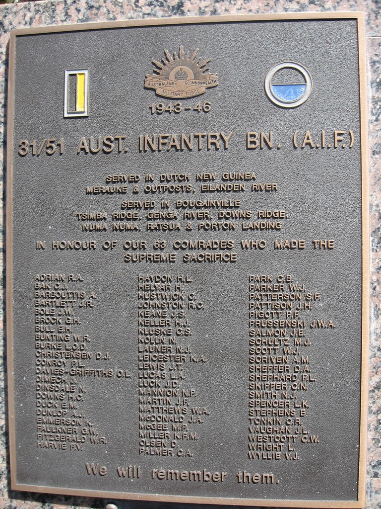 31/51 Aust Infantry BN. (AIF) Honour Roll