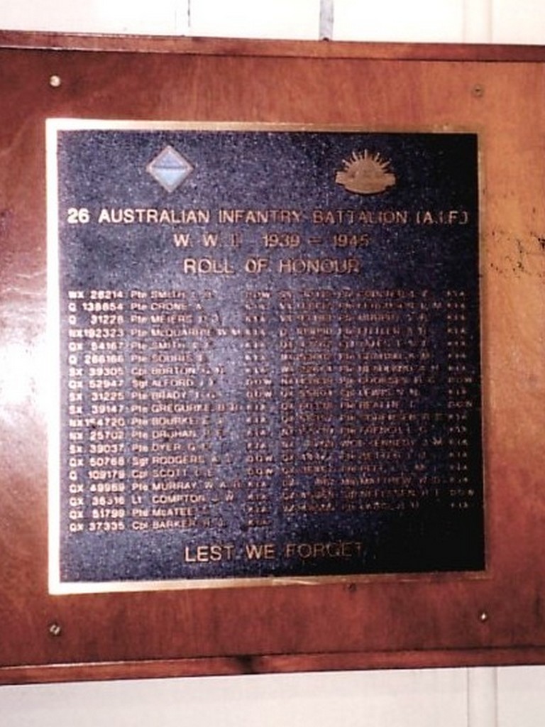 Photo of Clermont 26 Australian Infantry Battalion (AIF) Roll of Honour