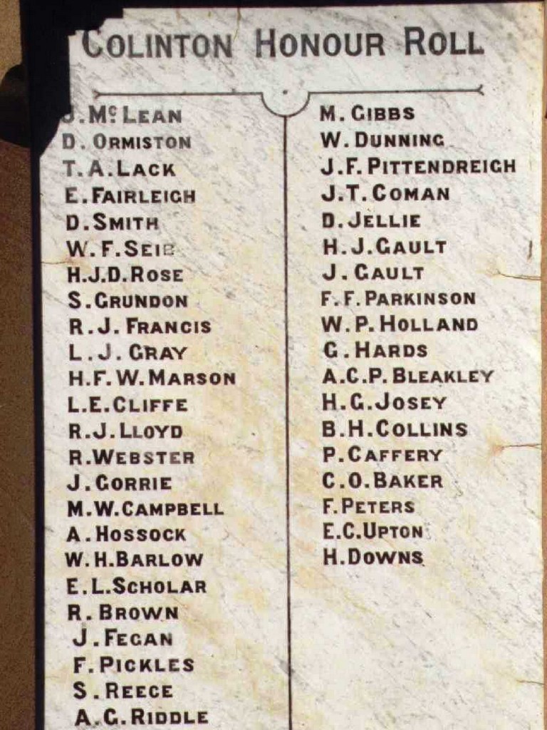 Colinton Roll of Honour