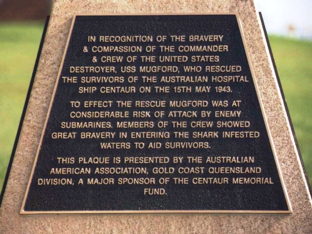 Coolangatta USS Mugford Tribute Plaque