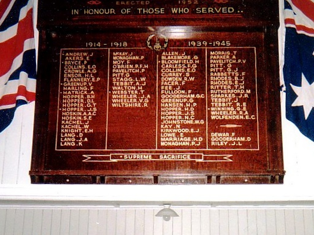 Cooranga North Memorial Hall Honour Board