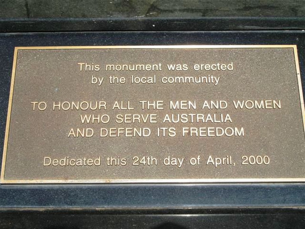Cow Bay War Memorial - dedication plaque