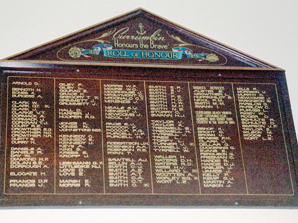 Currumbin RSL Roll of Honour WWII