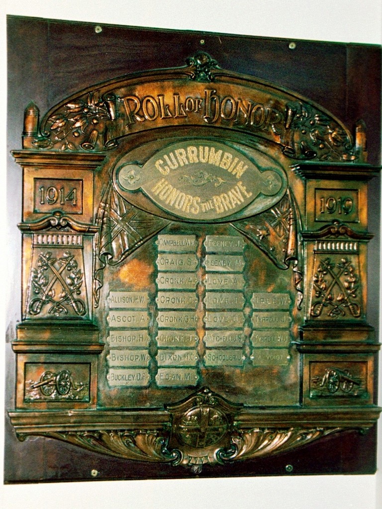 Currumbin RSL Roll of Honour WWI