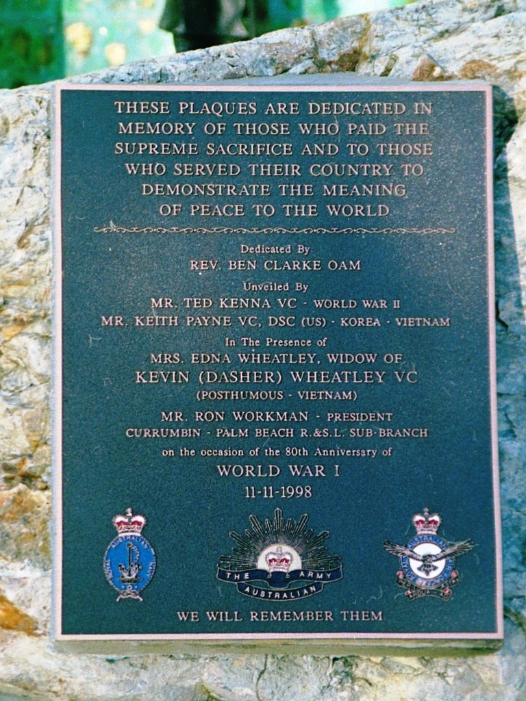 Currumbin-Palm Beach RSL Cenotaph Plaque