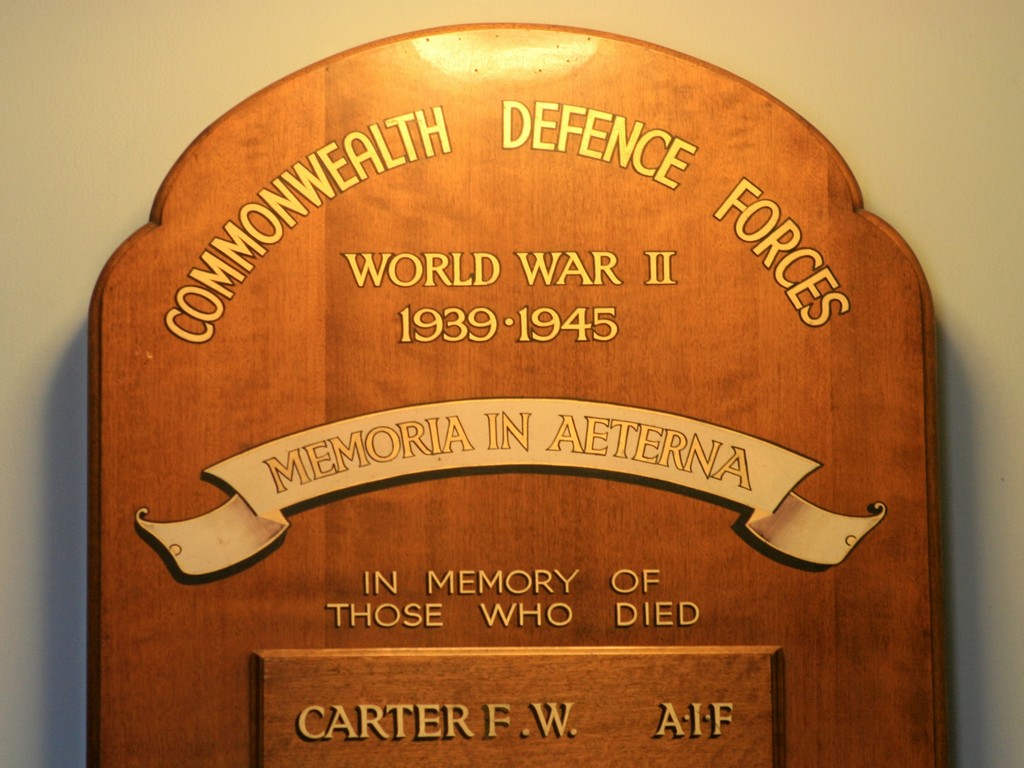 Customs House Commonwealth Defence Forces WWII Honour Board