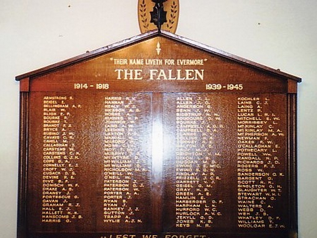 Dalby RSL Honour Board WWI and WWII