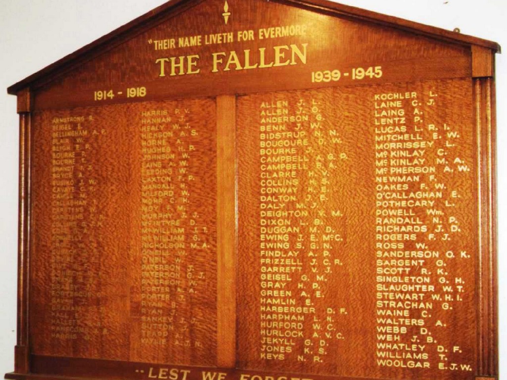 Dalby RSL Honour Board WWI and WWII