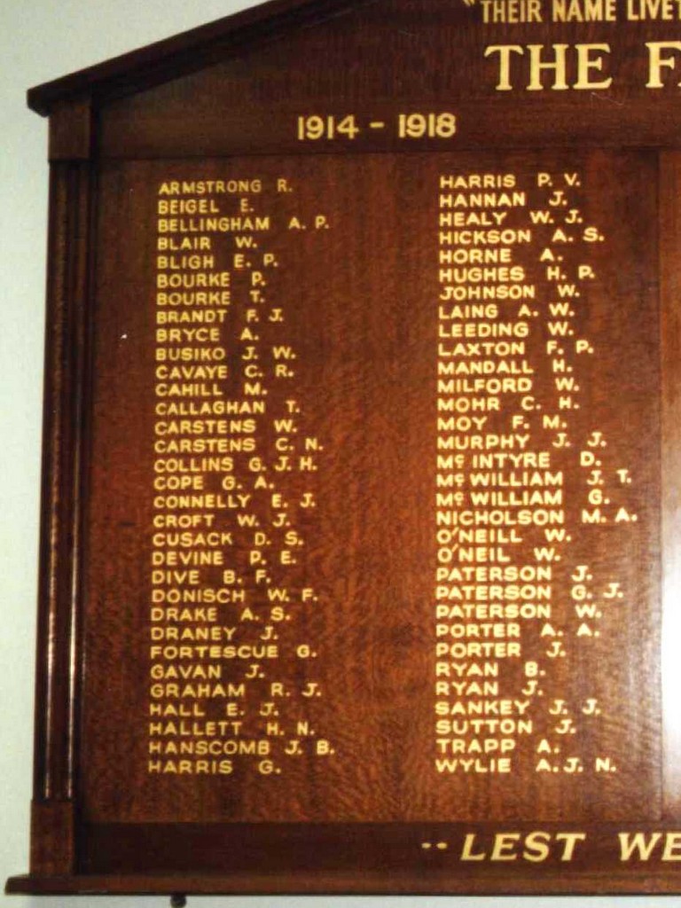 Dalby RSL Honour Board WWI and WWII