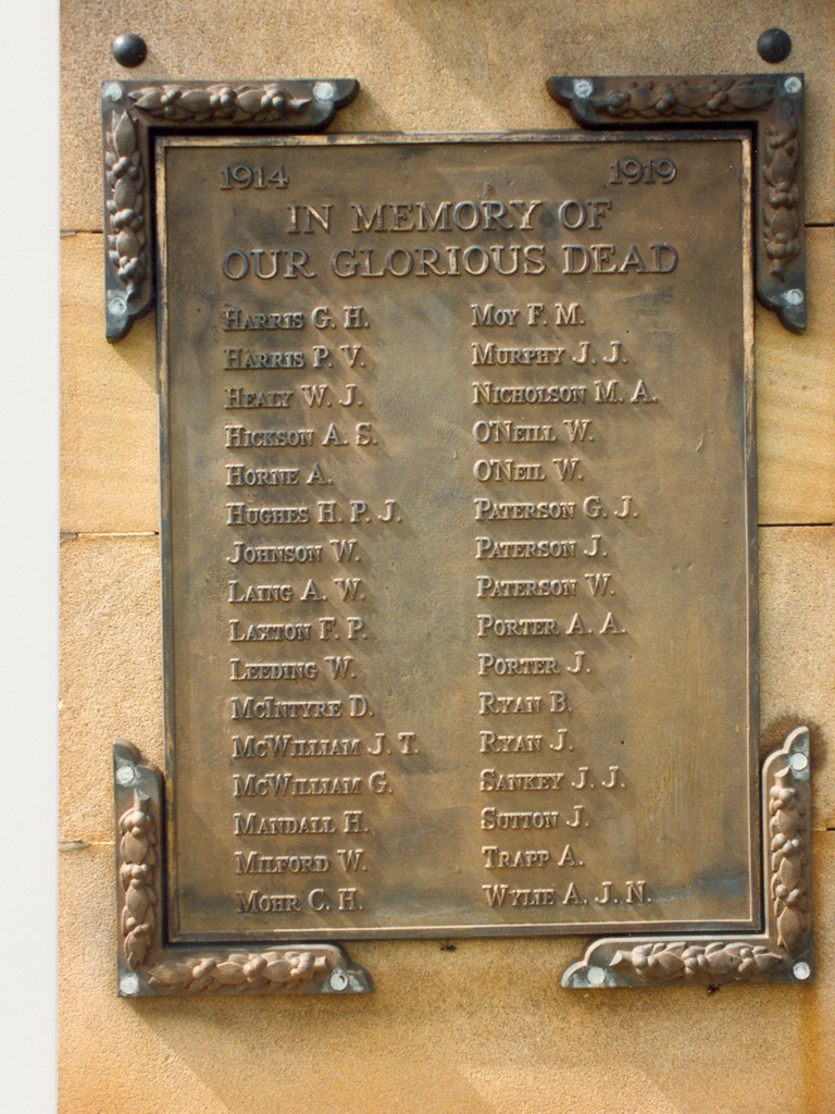 Dalby War Memorial WWI Plaque