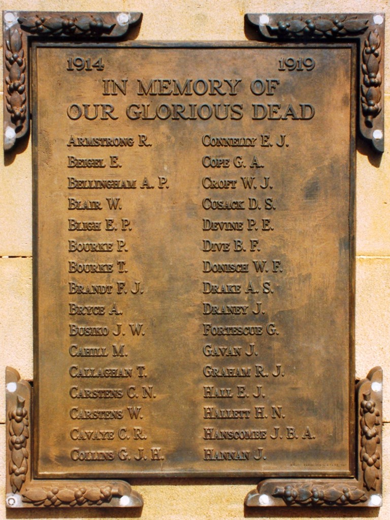 Dalby War Memorial WWI Plaque