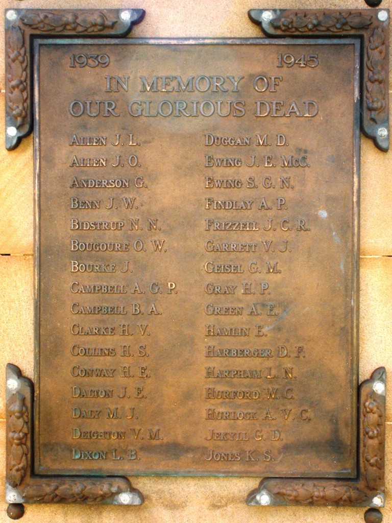 Dalby War Memorial WWII Plaque