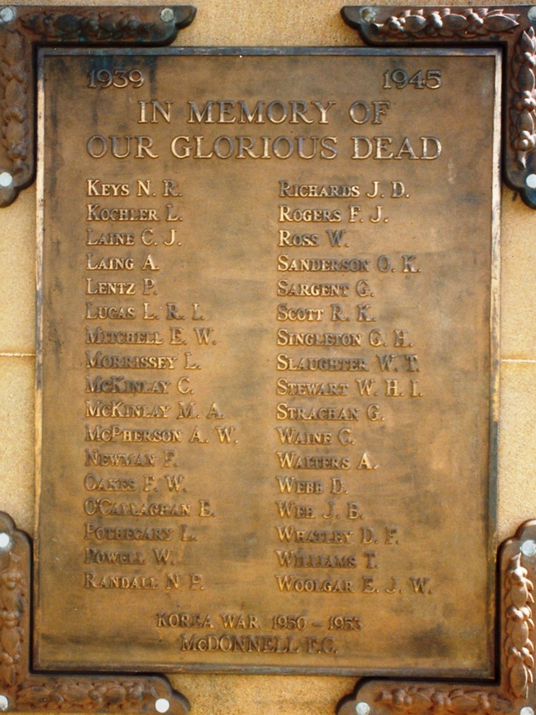 Dalby War Memorial WWII Plaque
