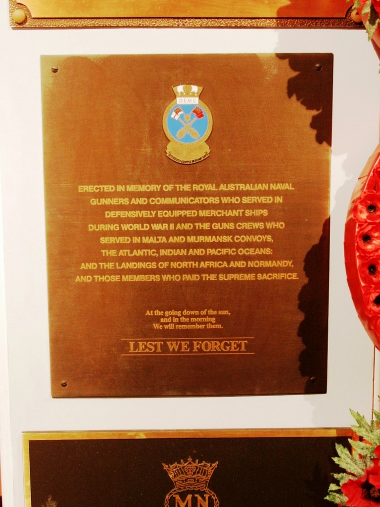Defensively Equiped Merchant Ships (DEMS) Plaque
