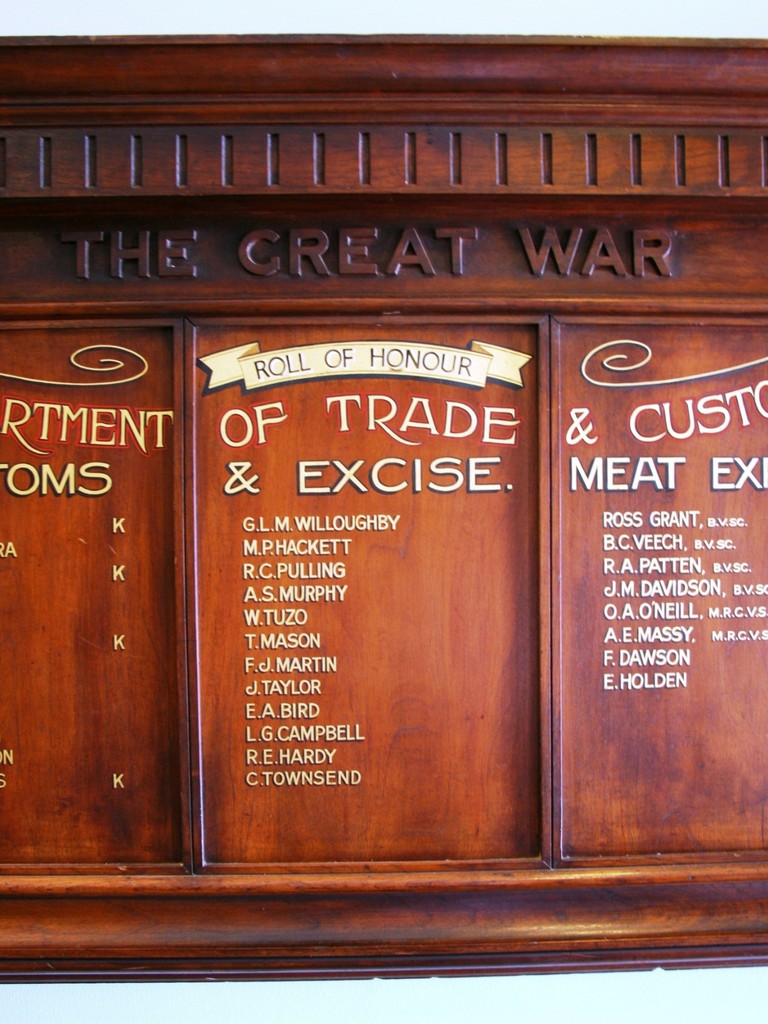 Department of Trade and Customs WWI Honour Board - middle