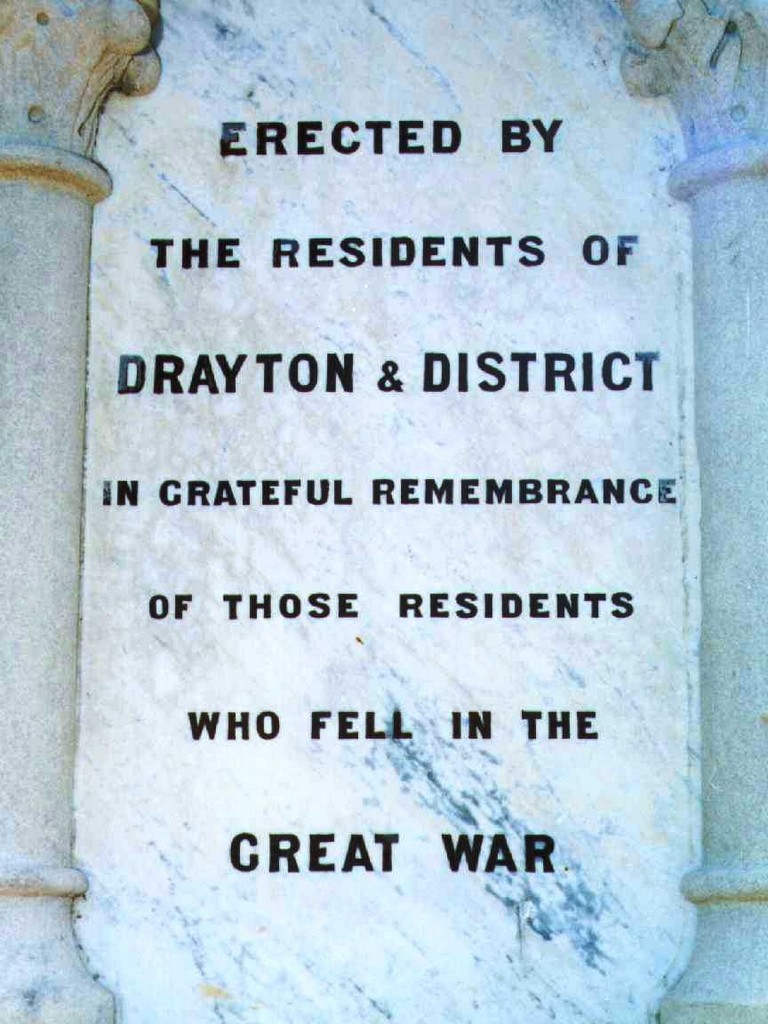Drayton Memorial Cross - Plaque