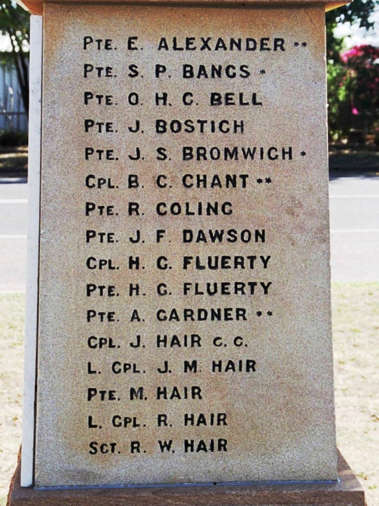 Dulacca War Memorial Inscription