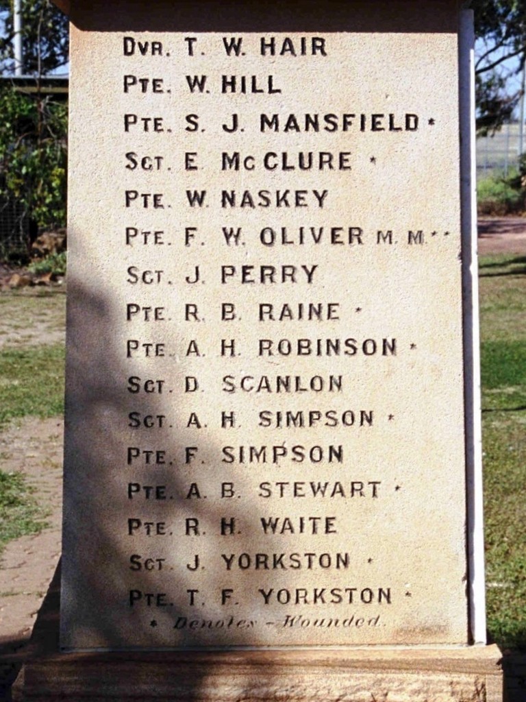 Dulacca War Memorial Inscription