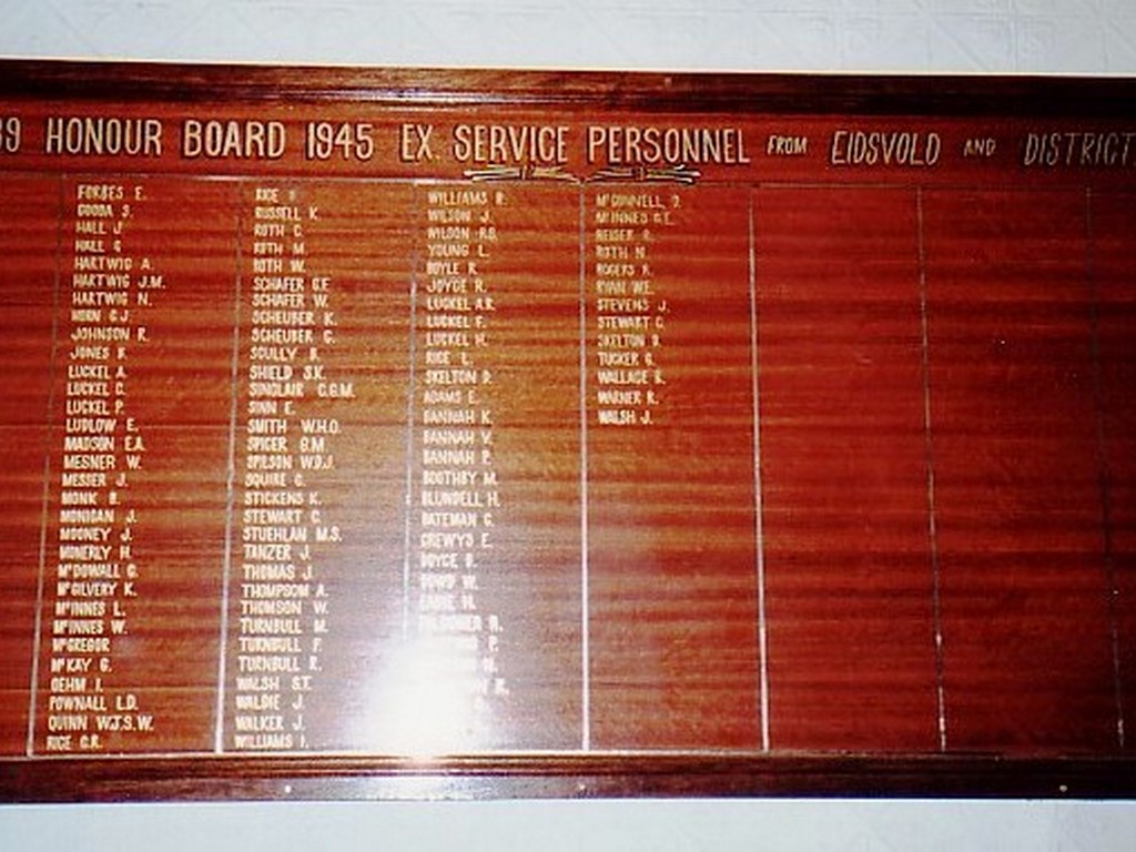 Eidsvold and District Honour Board 1939–1945