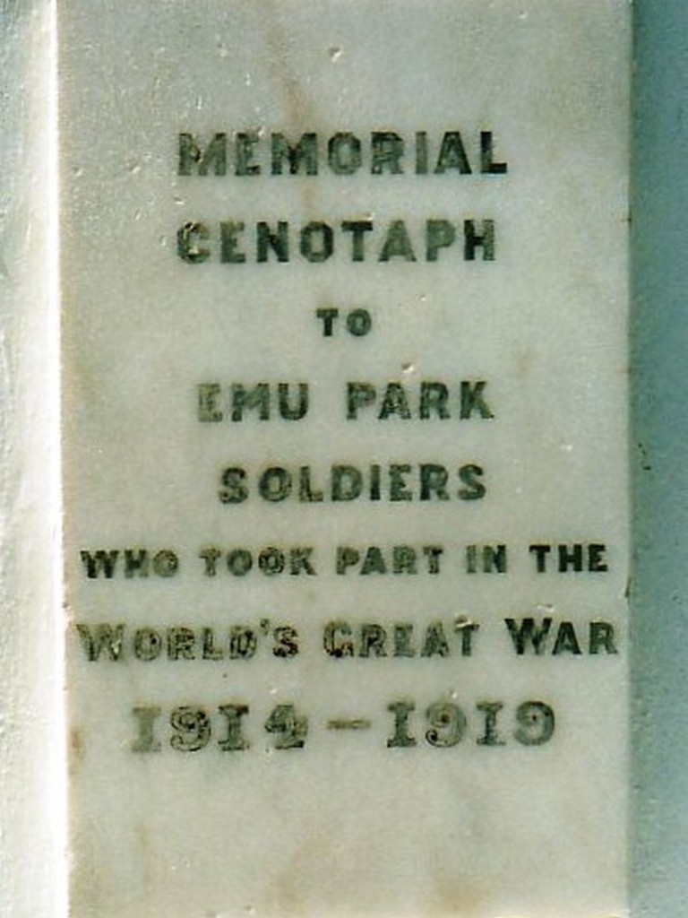 Emu Park Memorial Cenotaph - front panel