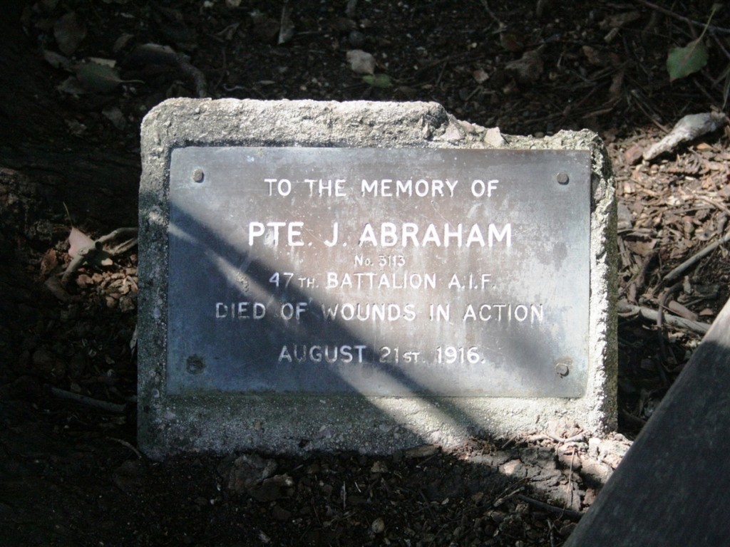Eumundi Avenue of Honour - J. Abraham plaque