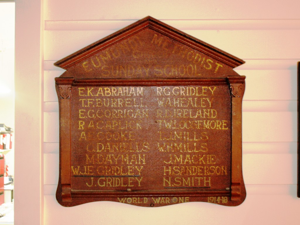 Eumundi Methodist Sunday School Honour Board