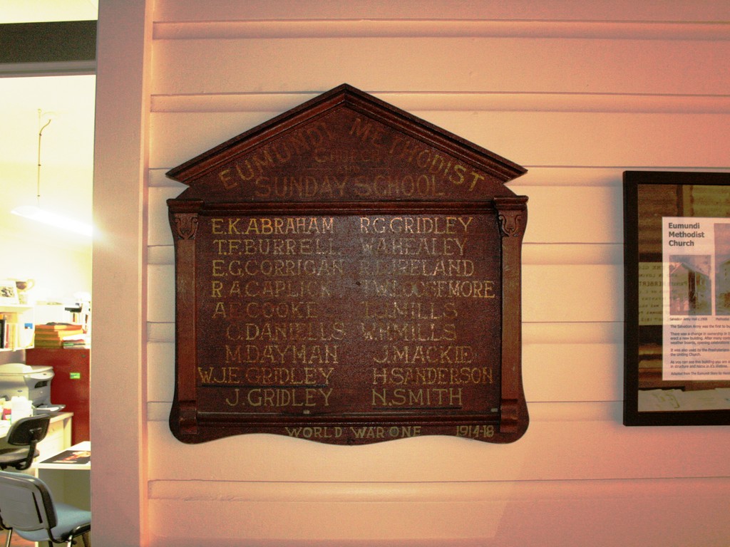 Eumundi Methodist Sunday School Honour Board