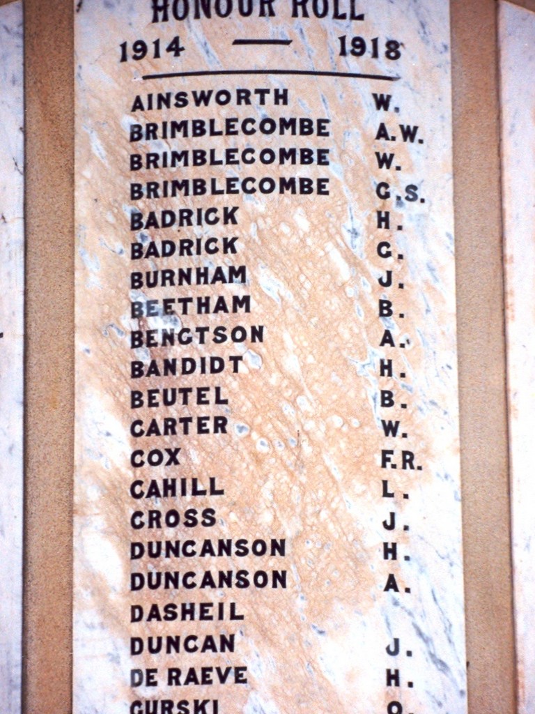 Forest Hill War Memorial - Panel 1