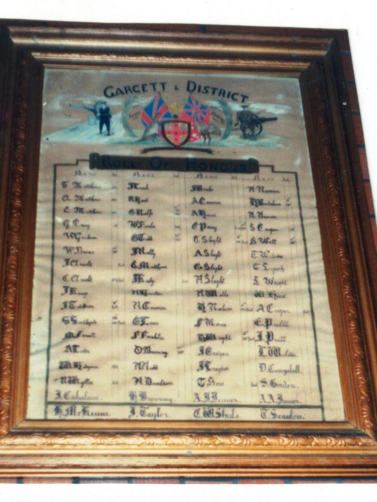 Gargett District Honour Board
