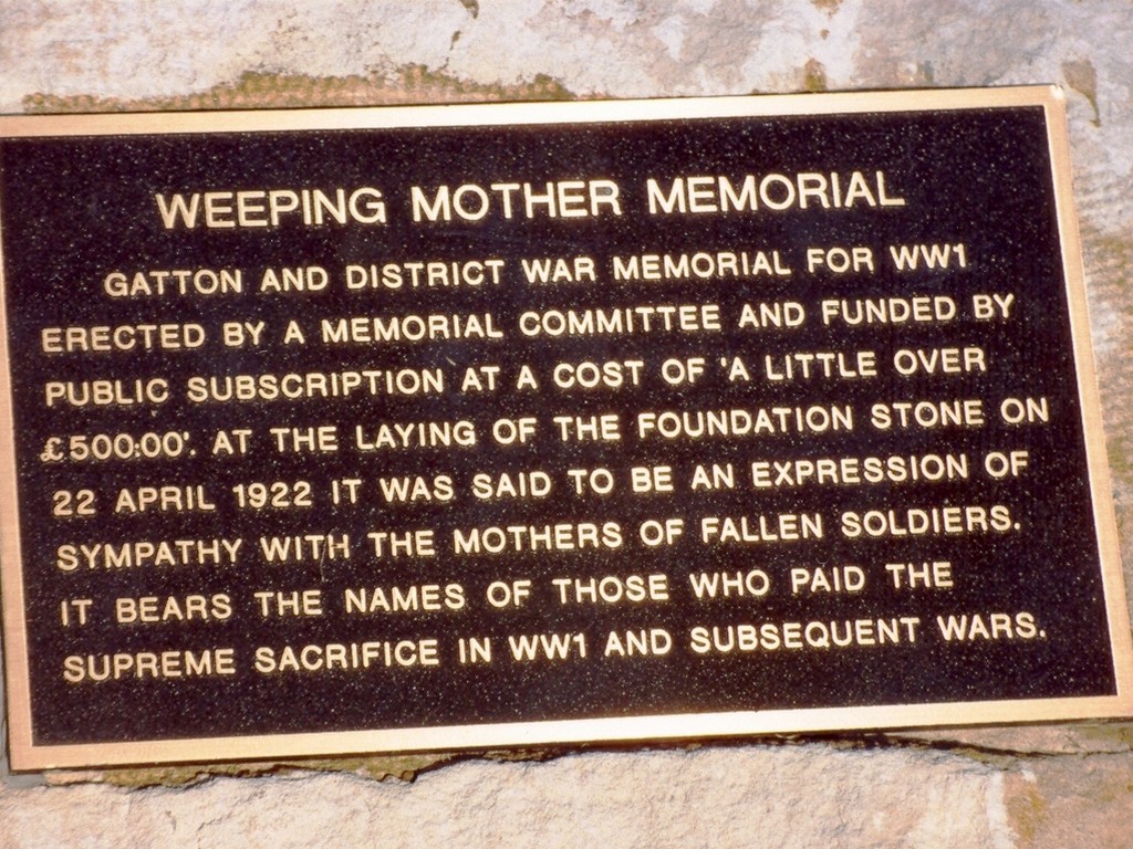 Gatton Weeping Mother War Memorial - Plaque